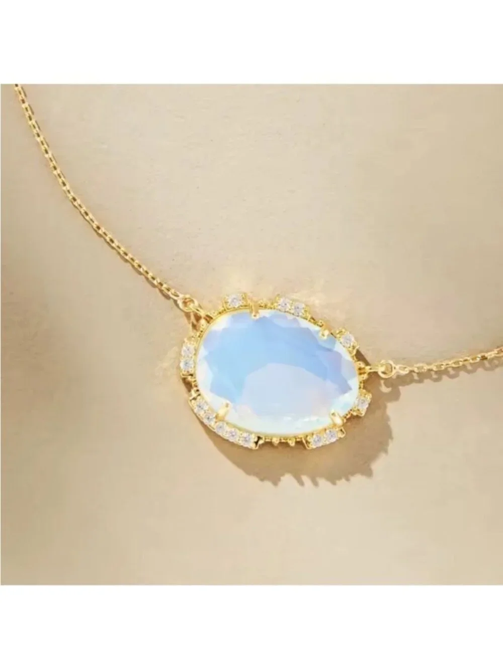 New! Anthropologie 18K Gold Plated Opaque Stone Necklace (3024) NWOT